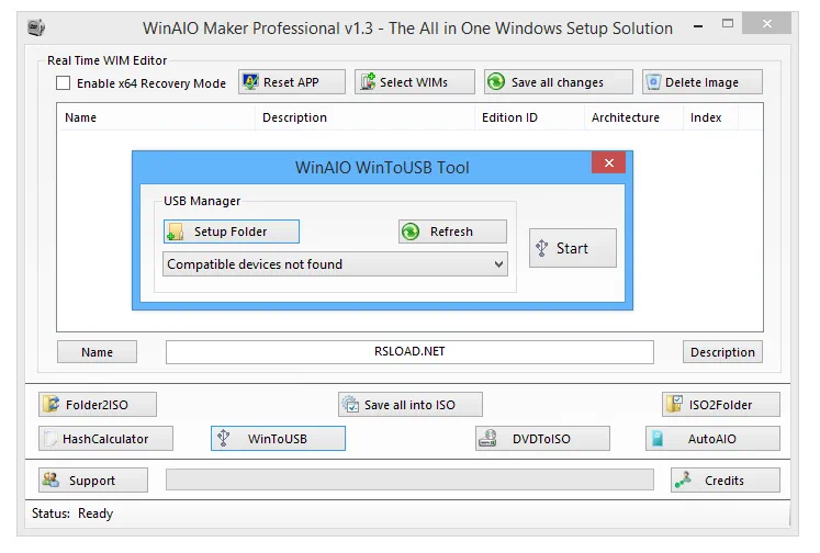 WinAIO Maker Professional 1.3 для Windows 7 32 Bit