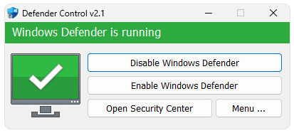 NoDefender 2.1 для Windows 8, 10, 11